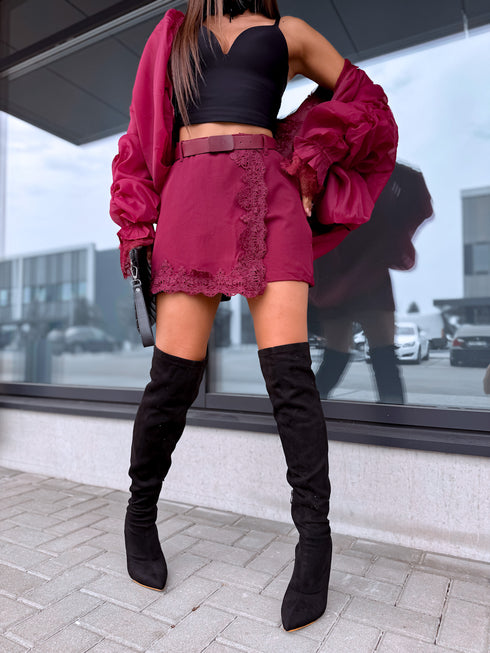 "NEXT LEVEL" shorts 21446 + belt - BURGUNDY