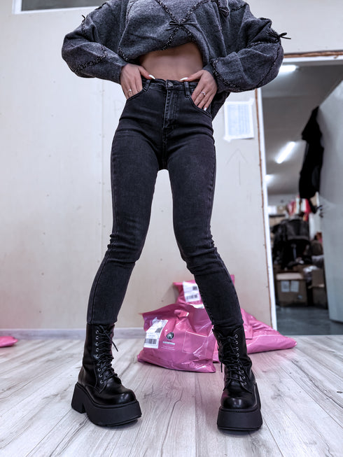 "STATES T5399-4" джинсы PUSH-UP - ТЕМНО-СЕРЫЕ