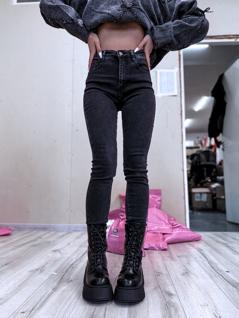 "STATES T5399-4" джинсы PUSH-UP - ТЕМНО-СЕРЫЕ