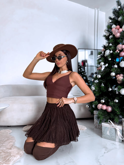 MINI mežģīņu svārki "Grande 5590" - CHOCO