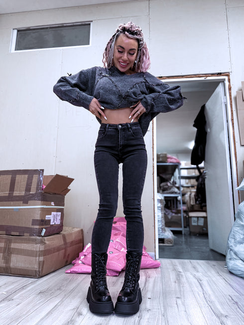 "STATES T5399-4" джинсы PUSH-UP - ТЕМНО-СЕРЫЕ