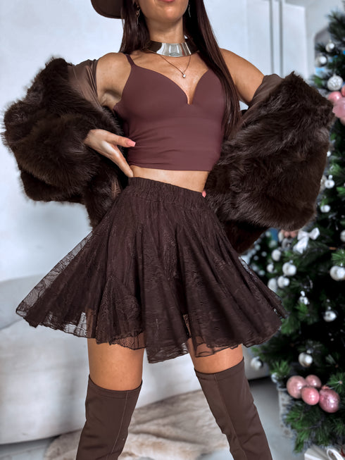 MINI mežģīņu svārki "Grande 5590" - CHOCO