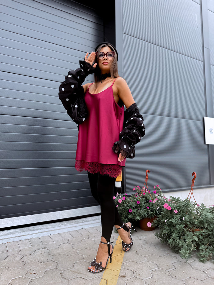 Lielizmēra topas "DREAMY LACE" 7929 - BORDO