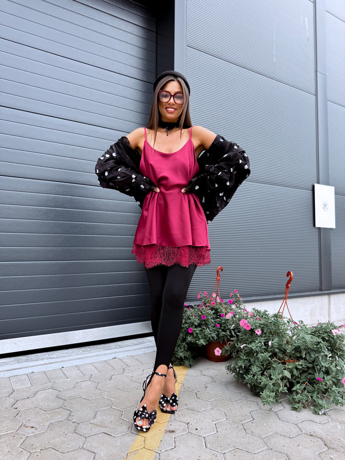 Lielizmēra topas "DREAMY LACE" 7929 - BORDO