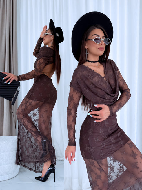 Suknelė su nėriniais "VINTAGE LIFE LD95" - CHOCO