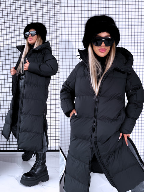 "COYOTE FC7633" long coat - BLACK