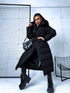 Classic long winter coat with belt - black PRE-ORDER