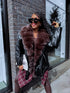 Black overcoat with choco fluff "LUX FUR" FL47