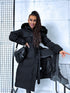Classic long winter coat with belt - black PRE-ORDER