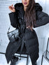 Classic long winter coat with belt - black PRE-ORDER