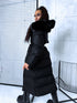 Classic long winter coat with belt - black PRE-ORDER