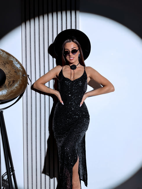 Fliter dress "GOLDEN MANIA 099" - BLACK