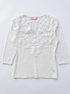 Top with lace neckline "LETTER MC2951" - WHITE