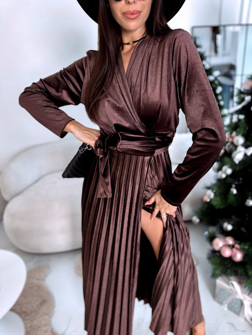 Velvet dress "SNOWFLAKE" 19733 - CHOCO