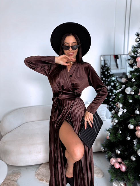 Velvet dress "SNOWFLAKE" 19733 - CHOCO