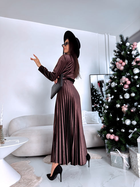 Velvet dress "SNOWFLAKE" 19733 - CHOCO