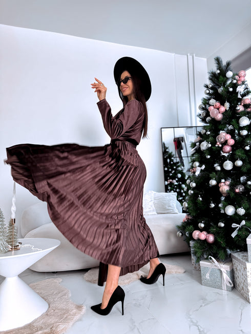 Velvet dress "SNOWFLAKE" 19733 - CHOCO