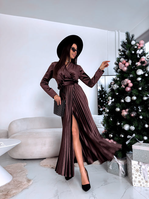 Velvet dress "SNOWFLAKE" 19733 - CHOCO
