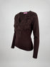 Top with lace neckline "LETTER MC2951" - CHOCO