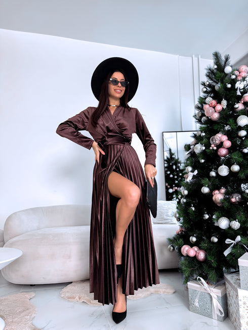 Velvet dress "SNOWFLAKE" 19733 - CHOCO