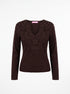 Top with lace neckline "LETTER MC2951" - CHOCO