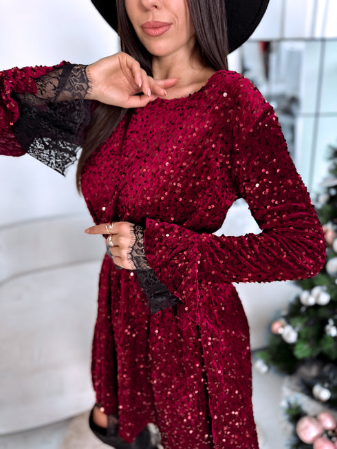 Kleita "BURGUNDY SPARKL STAR 7785" - BORDO PRE-ORDER