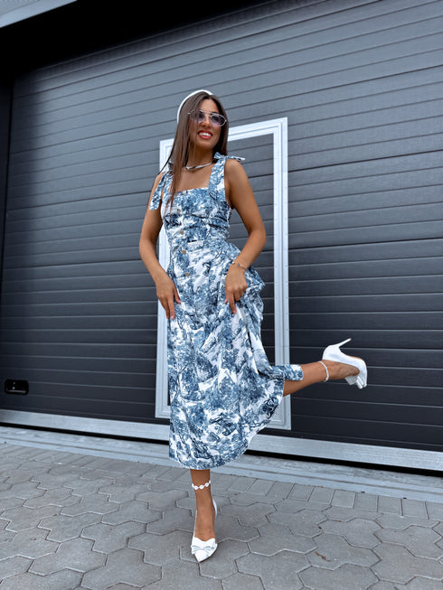Dress "HAWAII CHARM" 1363 - BLUE WITH WHITE