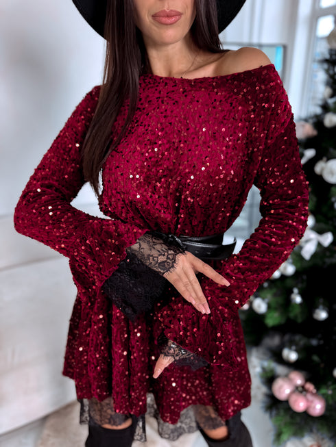 Kleita "BURGUNDY SPARKL STAR 7785" - BORDO PRE-ORDER