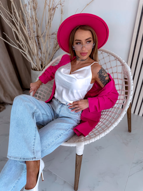 Raspberry Pink, ONE SIZE Blazer + White Top