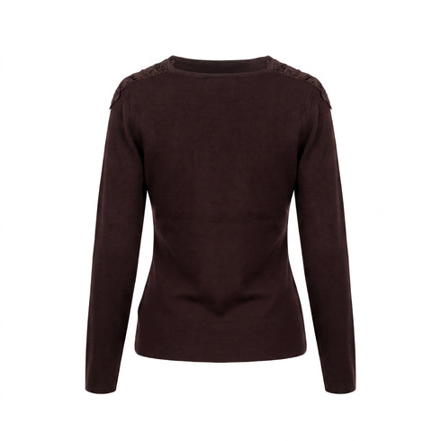 Top with lace neckline "LETTER MC2951" - CHOCO