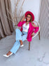 Raspberry Pink, ONE SIZE Blazer + White Top