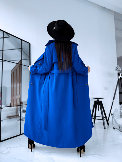 Lightweight autumn trench coat - bright blue