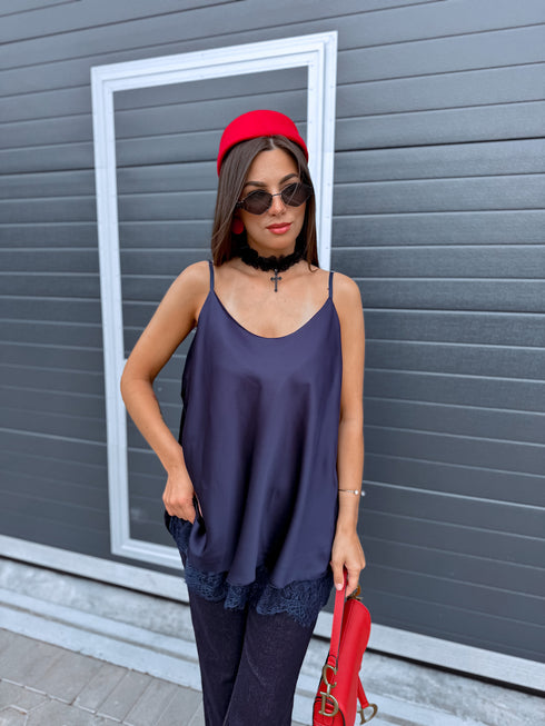 Lielizmēra topiņš "DREAMY LACE" 7929 - NAVY ZILS