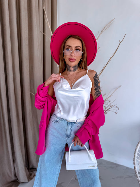 Raspberry Pink, ONE SIZE Blazer + White Top