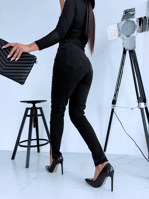 Melnas džinsa bikses "BUTTON LINE" PA65