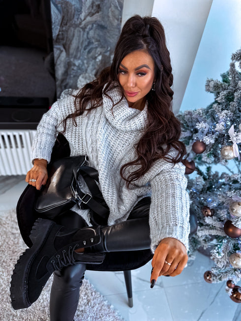 ELYNDI Удлиненный шерстяной свитер - светло-серый ПРЕДЗАКАЗ