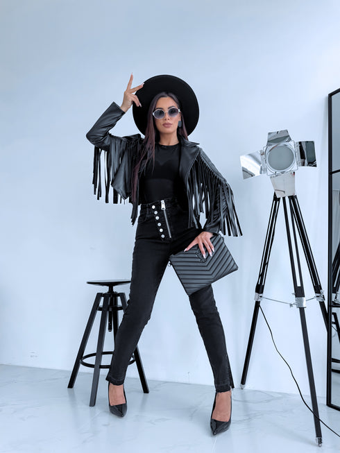 Melnas džinsa bikses "BUTTON LINE" PA65