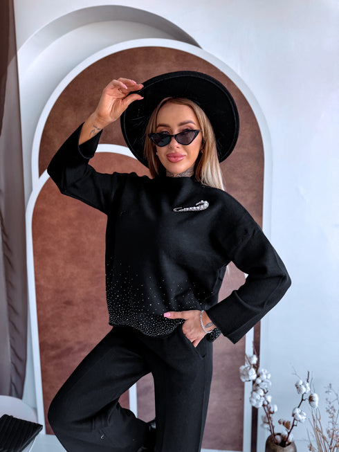 Megztas komplektas "Crystal Xmas LO-133AB" - JUODAS