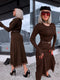 Dress "TEMPORARY" + belt 5458 – CHOCO