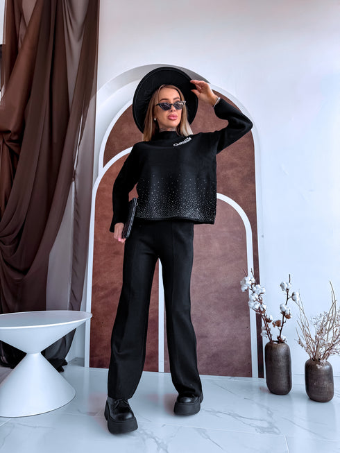 Megztas komplektas "Crystal Xmas LO-133AB" - JUODAS