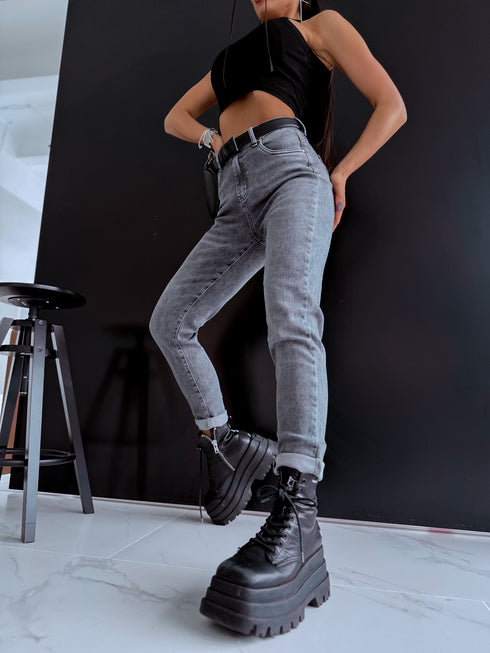 MOM FIT denim jeans "SILVER CITY" DJ2687 - GREY