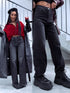 Elastic WIDE LEG trousers "ASH" DJ23 - dark gray PRE-ORDER