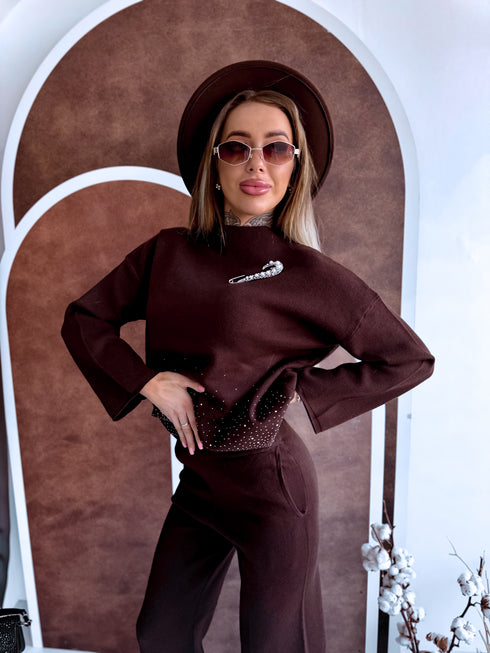 Megztas komplektas "Crystal Xmas LO-133AB" - CHOCO