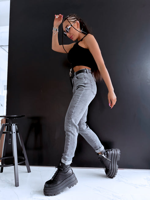 MOM FIT denim jeans "SILVER CITY" DJ2687 - GREY