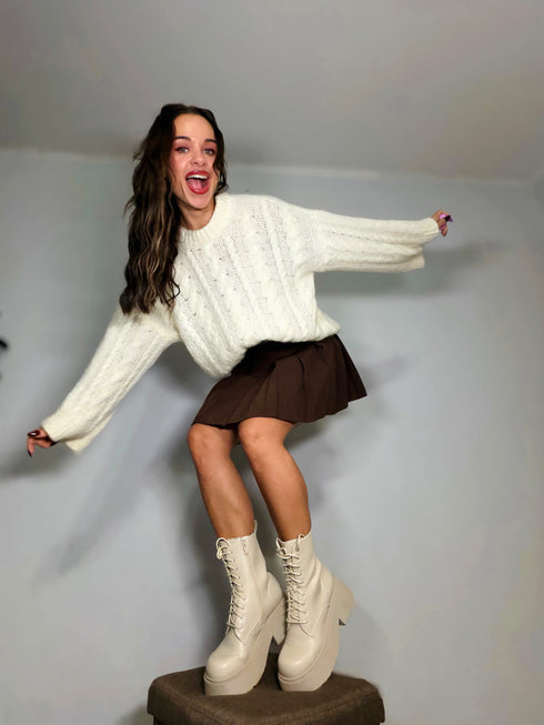 ELYNDI mohair sweater - cream white