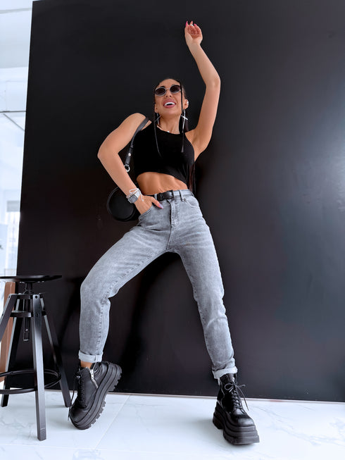 MOM FIT denim jeans "SILVER CITY" DJ2687 - GREY