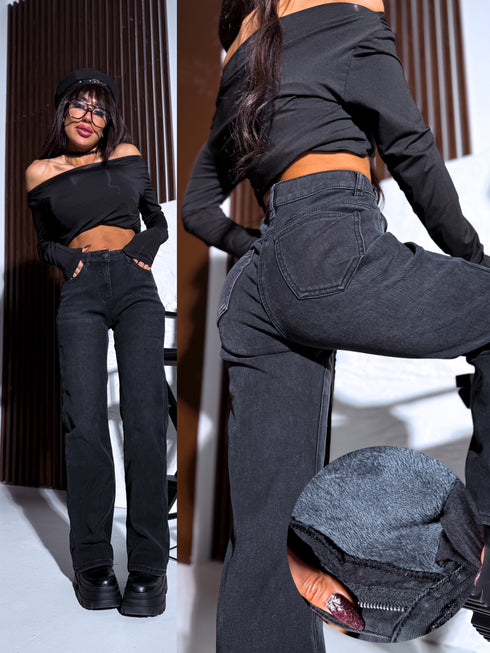 DARK GREY džinsa bikses ar siltinājumu "PREMIUM" H860-2