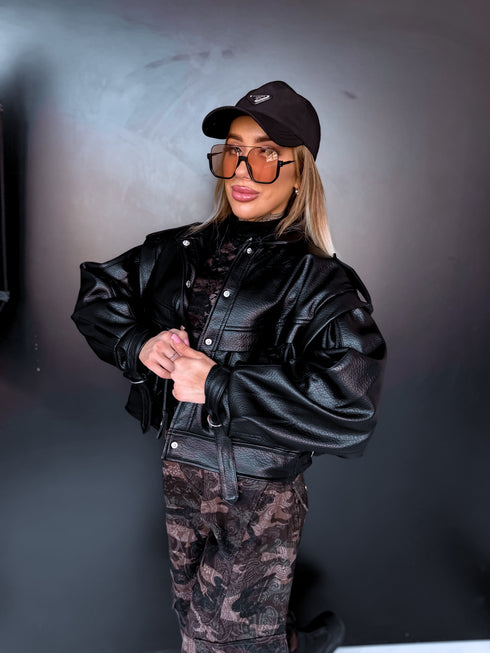 Dirbtinės odos striukė "VINE ROSE 16172" - JUODA