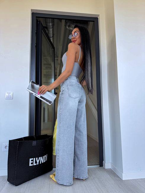 Džinsa bikses "I LIED" T6078-4 - GAIŠI PELĒKAS