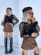 2in1 lace blouse "BOHO 10237" - BLACK